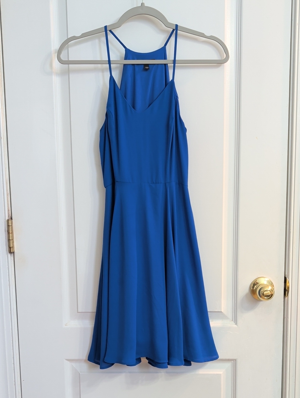 Express Cobalt Blue Midi Flowy Dress with Spaghetti Straps and A line waist sz S
